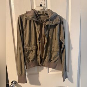 Full Tilt Olive Utility Hooded Jacket with Pockets